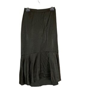 Express Womens Elegant Olive Green Satin Midi Skirt Size 2 Special Event Holiday